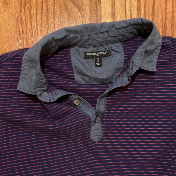 Banana Republic Purple/Red striped Polo M - Picture 2 of 2